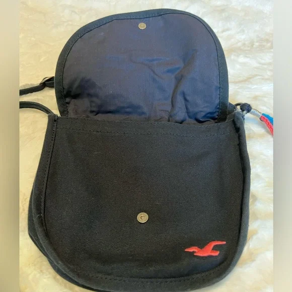 Hollister Small Canvas Crossbody Bag Navy Blue - Picture 3 of 6